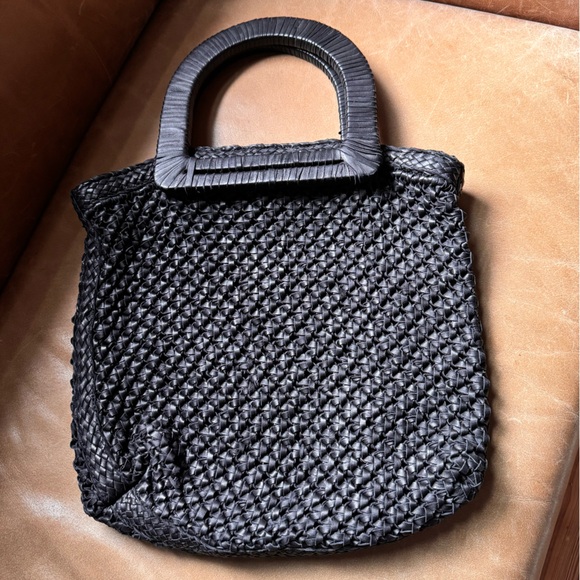 Vintage Handbags - Genuine soft Leather woven black bohemian bag designer handmade vintage vibes